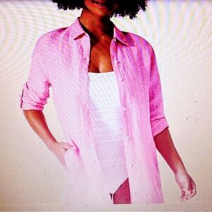 Tommy Bahama St. Lucia Point Collar Long Sleeve w/Roll-Tabs Button Front Sz S/P